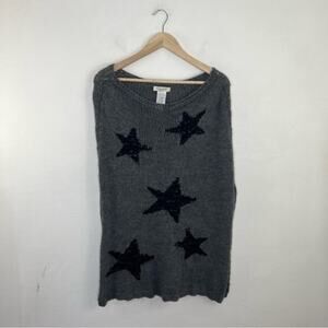 Cocogio Italy Acrylic Wool Knit Poncho Wrap Sweater Star Design One Size